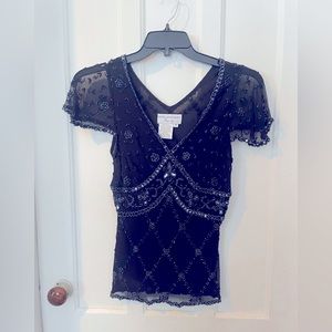 Silk evening blouse with beading